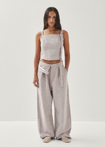 Alohas Damen-Hose "Moca" aus braunem Leinen Alohas Damen-Hose "Moca" aus braunem Leinen