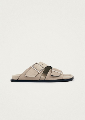 Alohas Damen-Sandalen "Alba" aus beigem Veloursleder