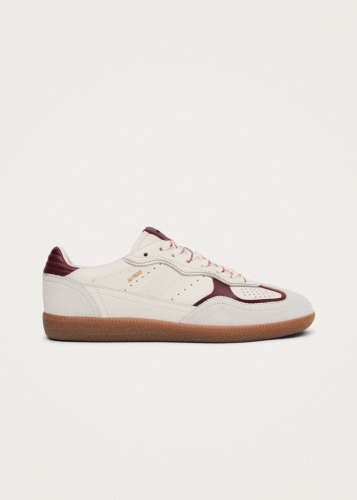 Alohas Damen-Sneaker "Tb.490 Rife" aus weißem Leder mit weinroten Akzenten Alohas Damen-Sneaker "Tb.490 Rife" aus weißem Leder mit weinroten Akzenten