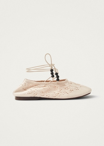 Alohas Damen-Ballerinas "Rosemary Crochet" aus cremefarbenem Leder