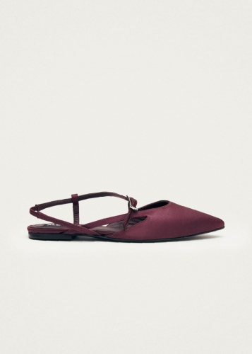 Damen-Ballerinas "Lydia" aus seidigem Leder in Burgunderrot