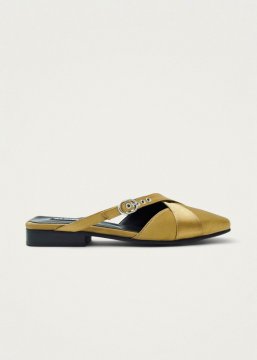 Alohas Damen Adria Seiden-Mules in Gold Alohas Damen Adria Seiden-Mules in Gold