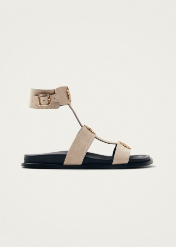 Alohas Damen-Sandalen "Clarisa" aus cremefarbenem Wildleder Alohas Damen-Sandalen "Clarisa" aus cremefarbenem Wildleder