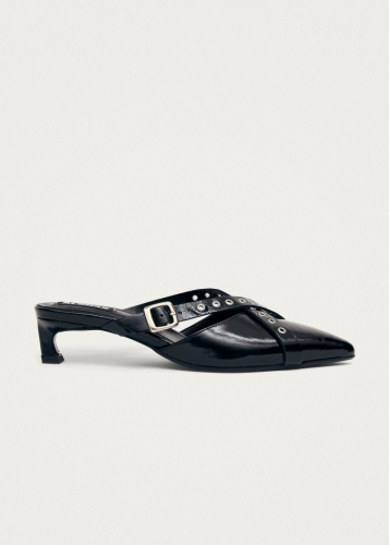 Alohas Damen-Mules "Zyra Onix" aus schwarzem Leder Alohas Damen-Mules "Zyra Onix" aus schwarzem Leder