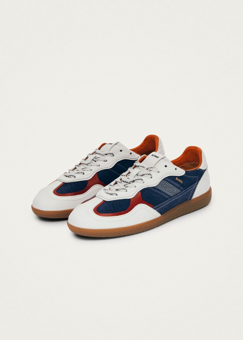 Alohas Damen-Sneaker Tb.490 Rife, genarbtes Weiß-Kobaltorange