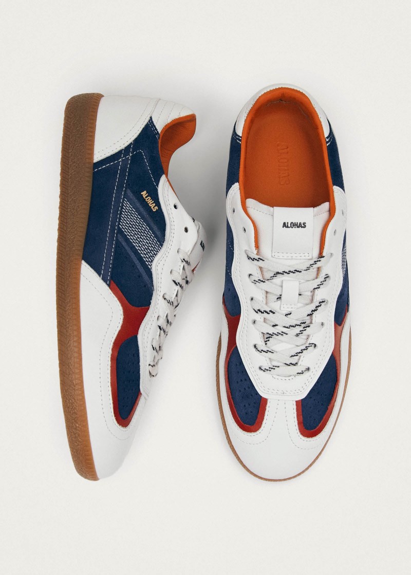 Alohas Damen-Sneaker Tb.490 Rife, genarbtes Weiß-Kobaltorange