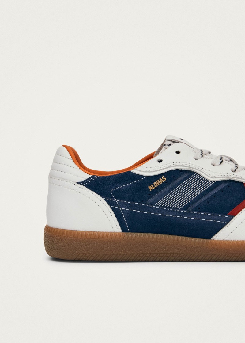 Alohas Damen-Sneaker Tb.490 Rife, genarbtes Weiß-Kobaltorange
