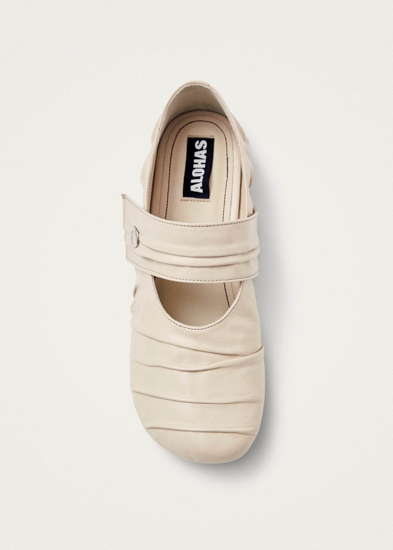 Alohas Damen Shay Cremefarbene Leder-BallerinasBallerinas