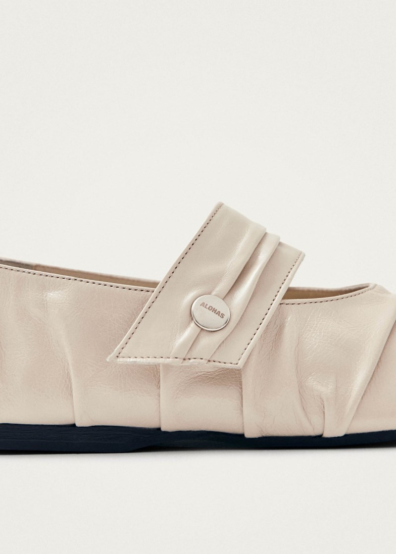 Alohas Damen Shay Cremefarbene Leder-BallerinasBallerinas