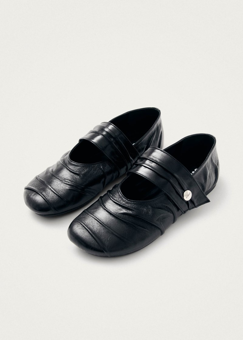 Alohas Damen Shay Schwarze Leder-Ballerinas