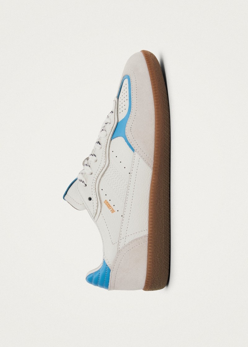 Alohas Herren-Sneaker Tb.490 aus genarbtem Leder in Weiß und Kornblumenblau