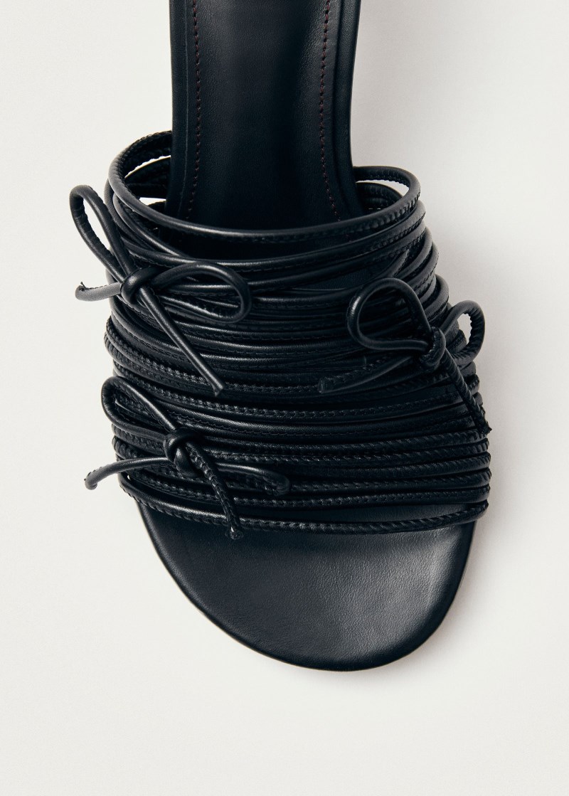 Alohas Damen Viva Schwarze Leder-Sandalen