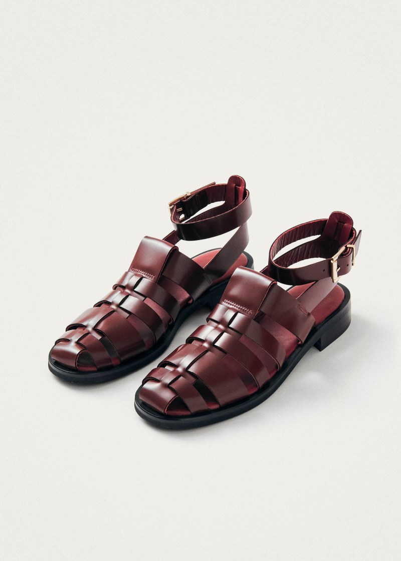 Alohas Damen-Sandalen Perry Sleek aus burgunderrotem Leder