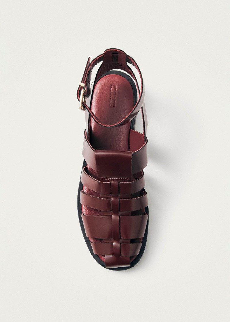 Alohas Damen-Sandalen Perry Sleek aus burgunderrotem Leder