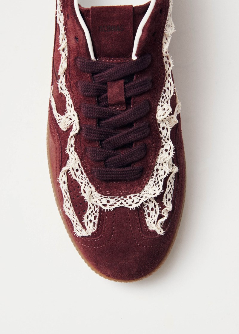 Alohas Damen-Sneaker Tb.490 aus Leder und Häkelmaterial in Burgunderrot