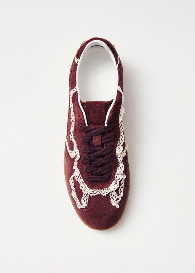Alohas Damen-Sneaker Tb.490 aus Leder und Häkelmaterial in Burgunderrot