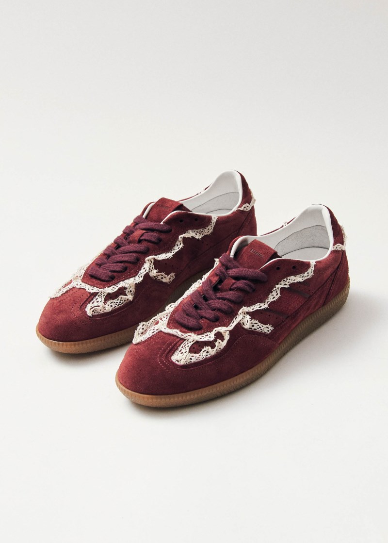 Alohas Damen-Sneaker Tb.490 aus Leder und Häkelmaterial in Burgunderrot