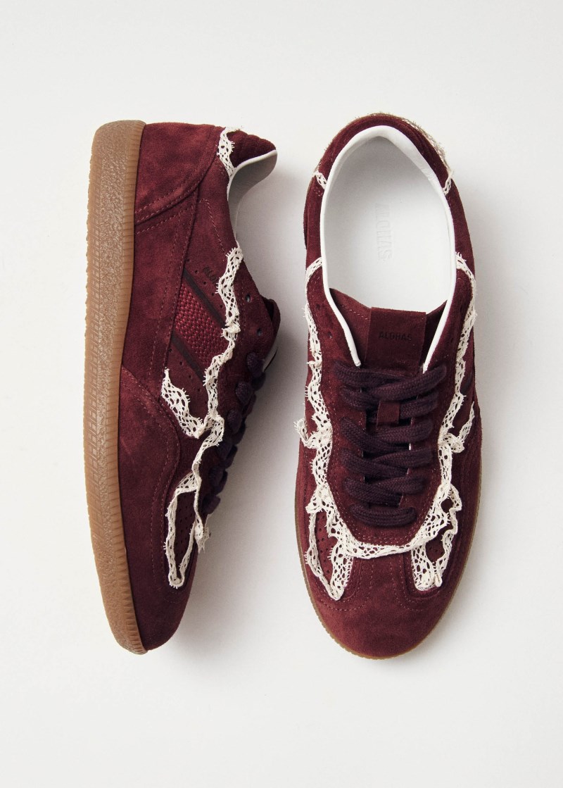 Alohas Damen-Sneaker Tb.490 aus Leder und Häkelmaterial in Burgunderrot