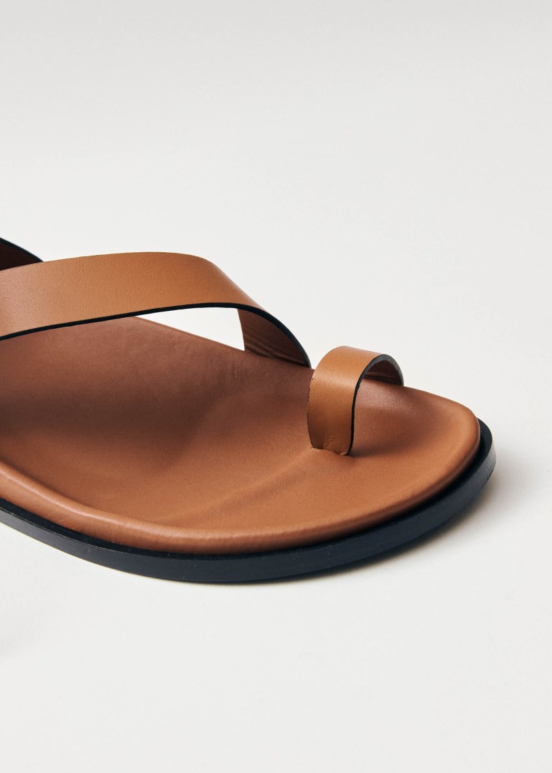 Alohas Damen Myles Hellbraune Leder-Sandalen