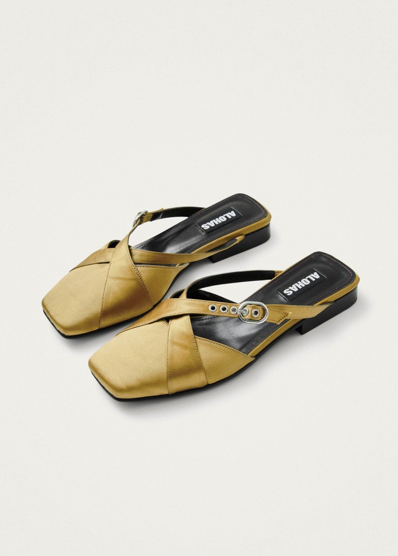 Alohas Damen Adria Seiden-Mules in Gold