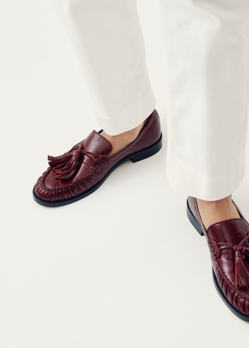 Alohas Damen-Loafer Marietta Onix aus burgunderrotem Leder