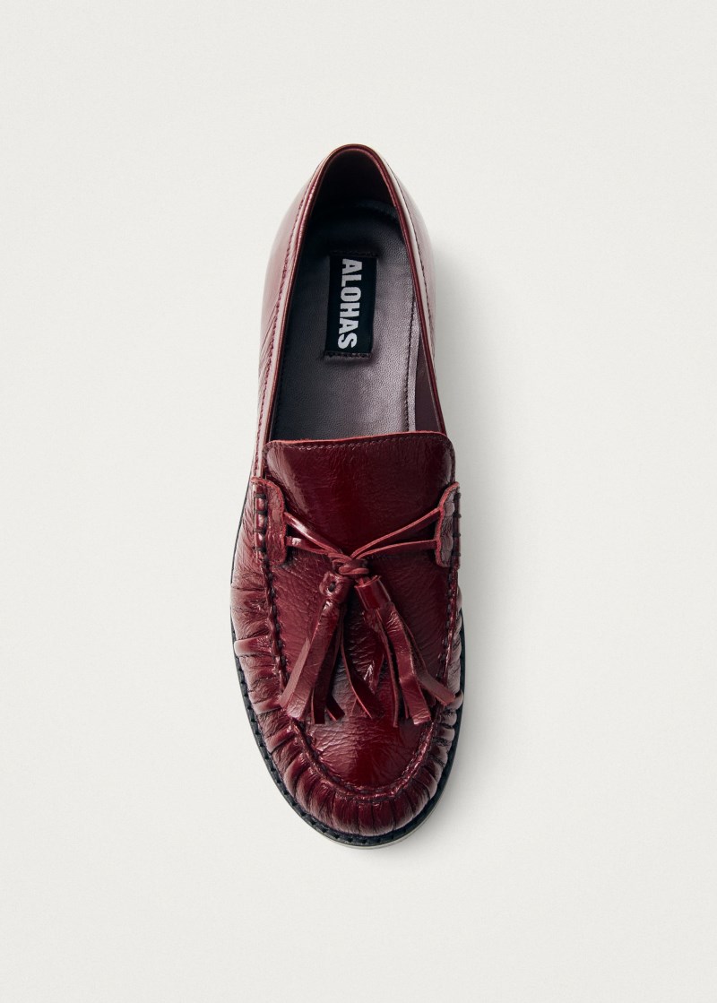 Alohas Damen-Loafer Marietta Onix aus burgunderrotem Leder
