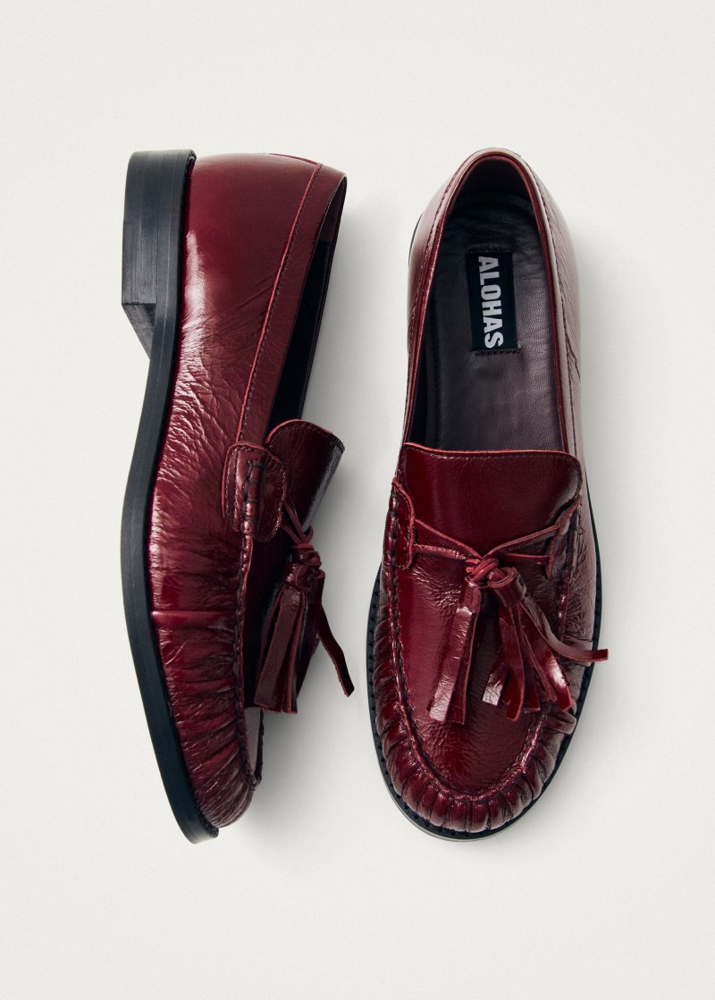 Alohas Damen-Loafer Marietta Onix aus burgunderrotem Leder