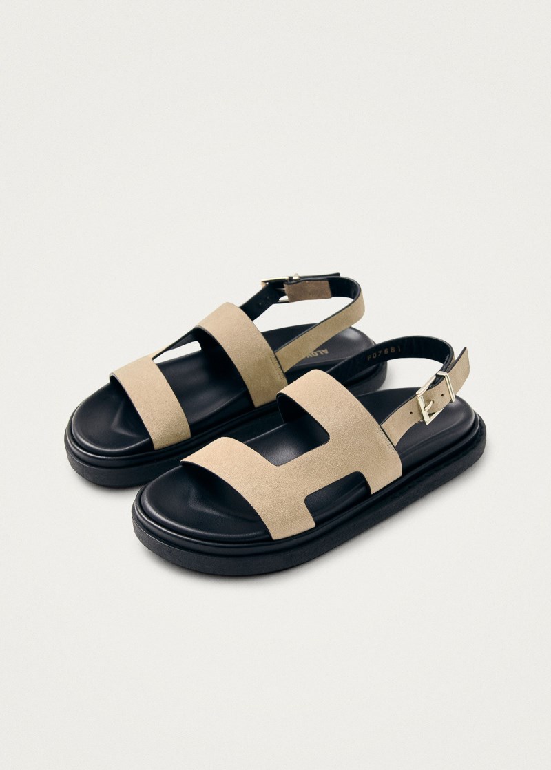 Alohas Damen-Sandalen Lorelei aus beigefarbenem Wildleder