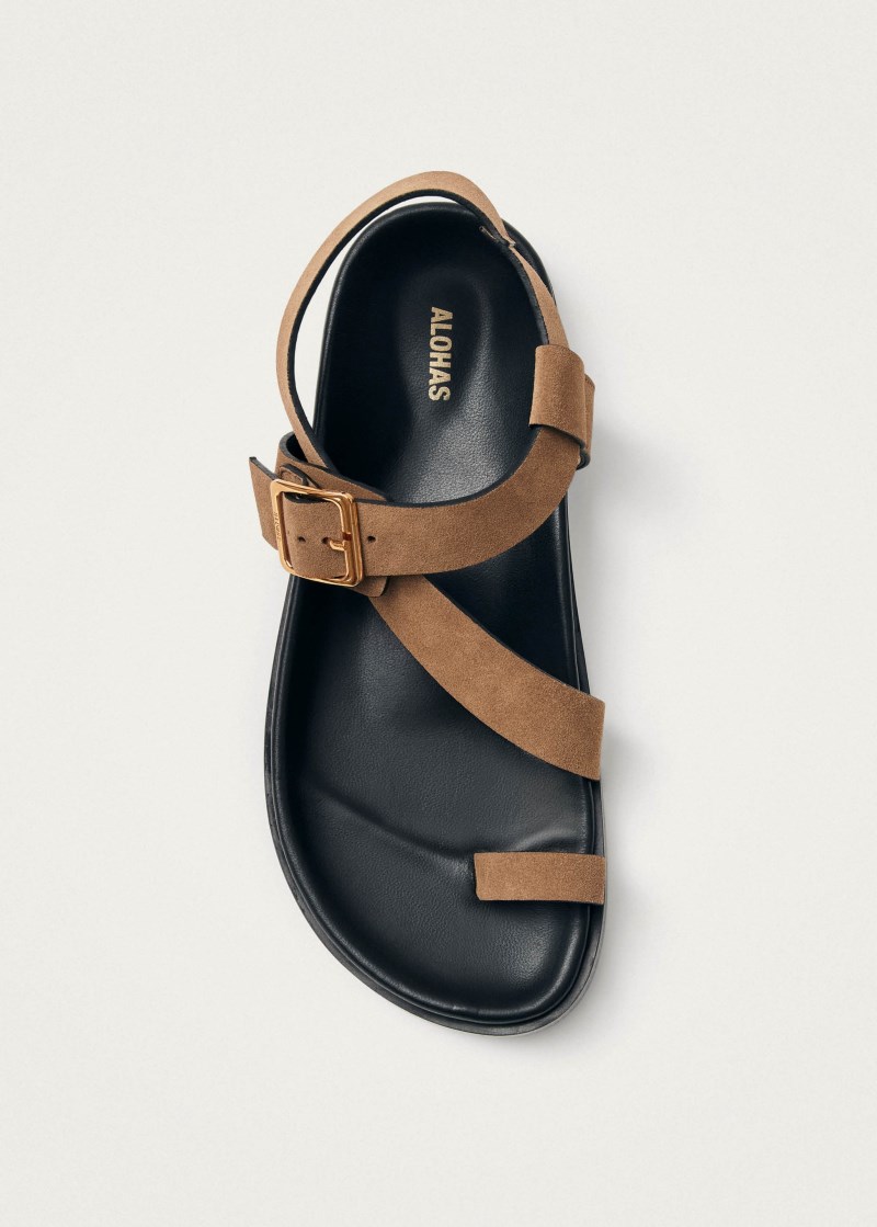 Alohas Damen-Sandalen Siren aus hellbraunem Wildleder