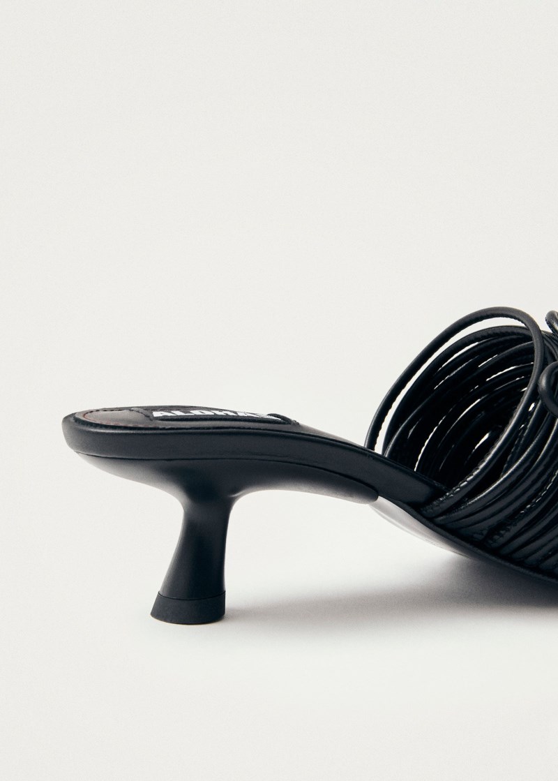 Alohas Damen Viva Schwarze Leder-Sandalen