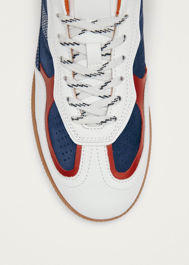 Alohas Herren-Sneaker Tb.490 Rife - Leder in Weiß, Kobaltblau und Orange